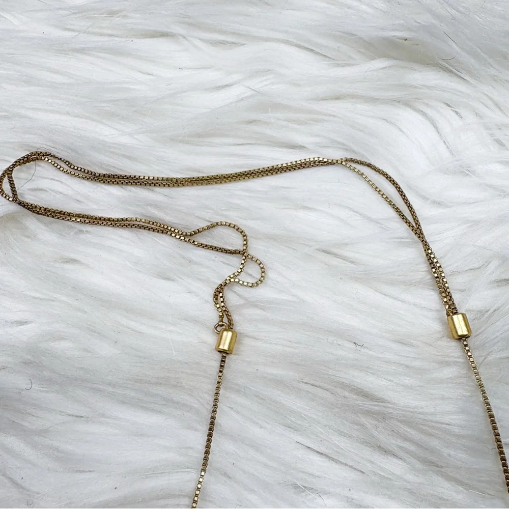 Madewell Arrowstack Necklace Vintage Gold Brass Gunmetal Gray - Picture 4 of 5